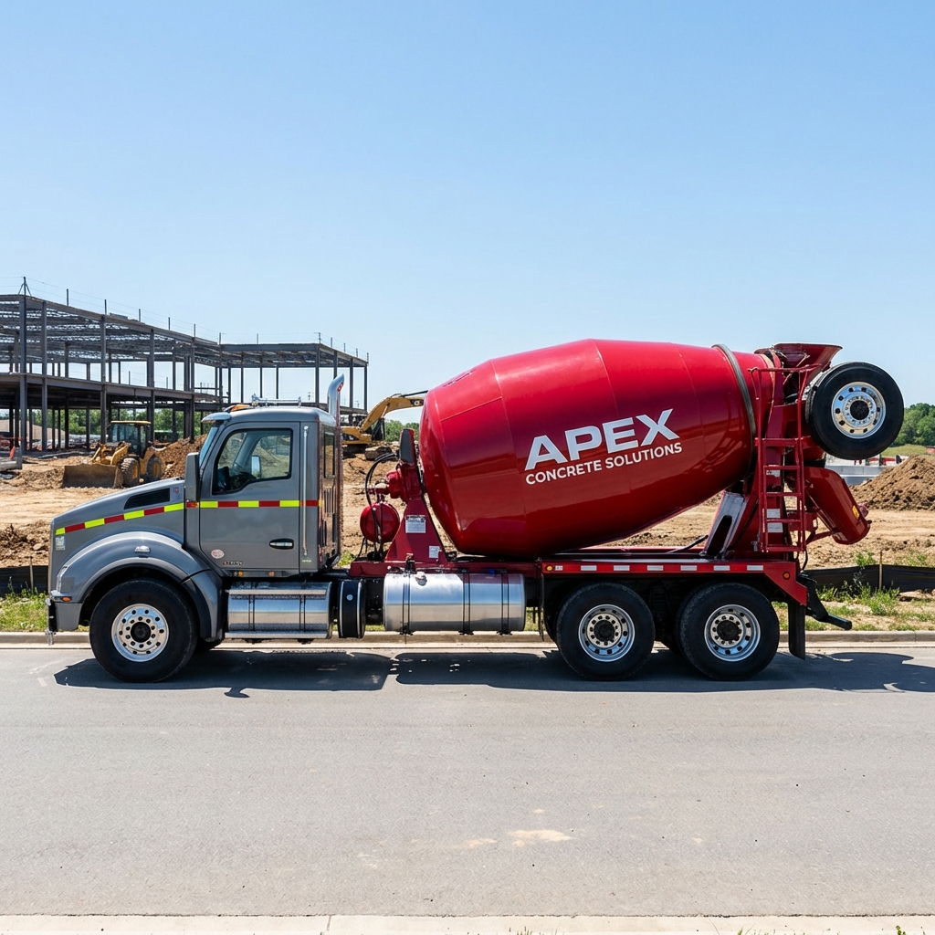 PB30 premixed concrete truck on construction site
